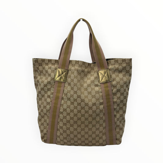 Gucci GG Monogram Web Handle Vertical Tote Bag