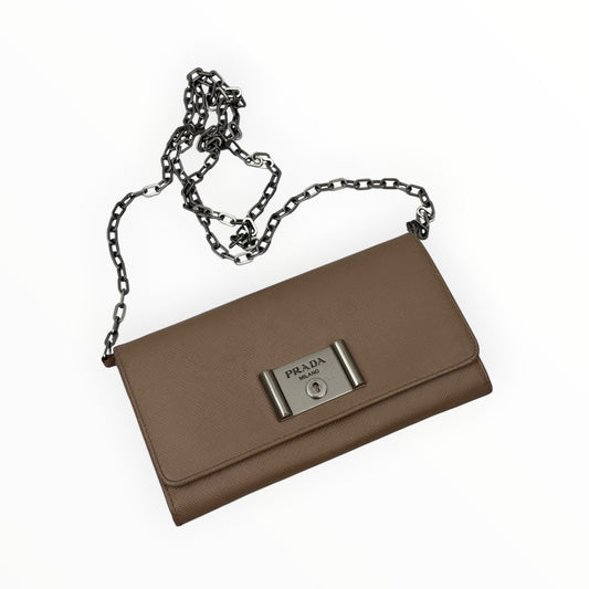 Prada Saffiano Lock Wallet on Chain