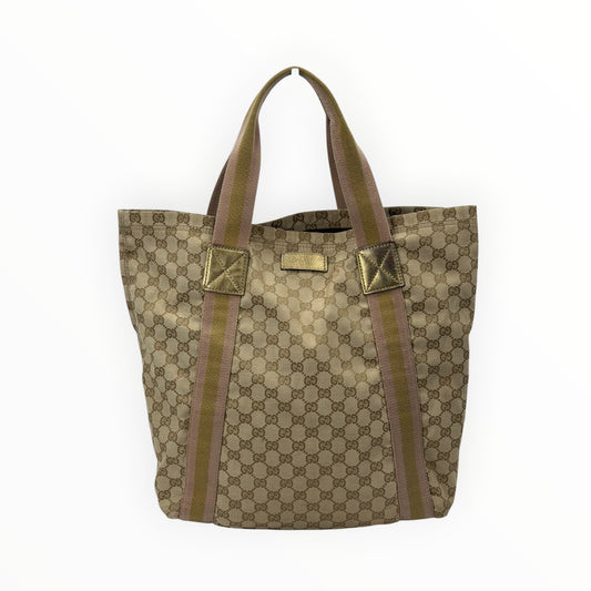 Gucci GG Monogram Web Handle Vertical Tote Bag